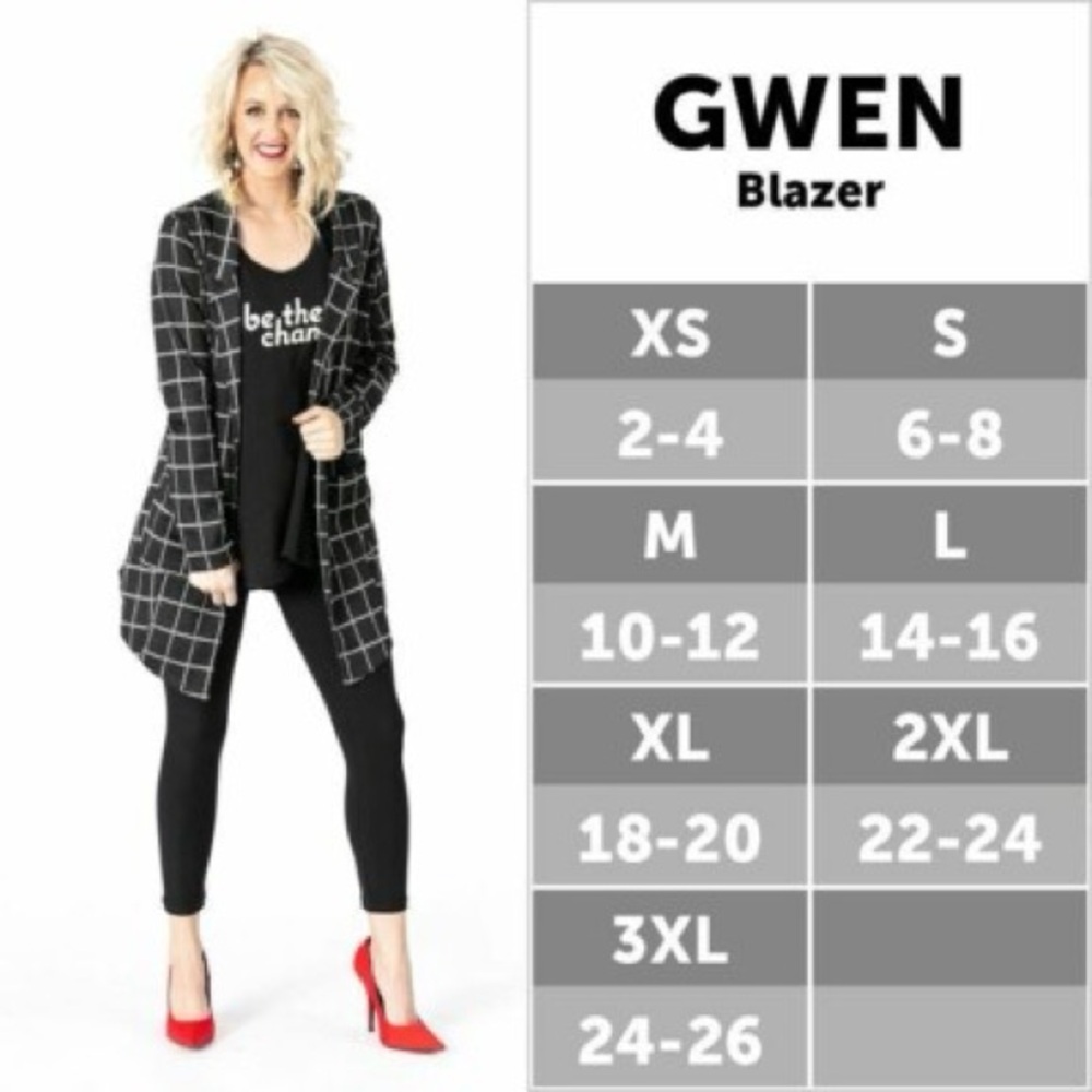 LuLaRoe Gwen Black and White Blazer with Bold Floral Design - Picture 7 of 7